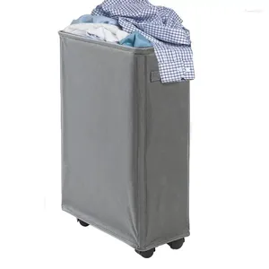 Laundry Bags Collapsible Baskets Large Folding Washing Slim Hamper 50L Freestanding Narrow Corner Bin With Handle Dirty Clothes