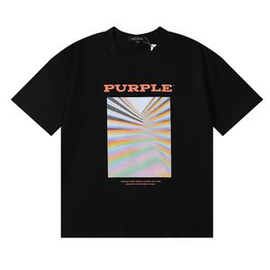 Fioletowa marka designerska designerka koszulka męska koszula abstrakcyjna figura druk wysoka gram ciężar podwójny bawełniany krótki rękaw T-shirt US rozmiar s-xl 9921