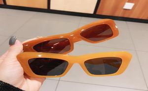 Modekatt ögon solglasögon kvinnor vintage gelé färg glasögon varumärkesdesigner män trendiga nyanser uv400 blå solglasögon4799763