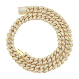 18 mm Miami Cuban Link Box Zapięcie Naszyjnik Bling 5a Cyrkon Charm Out Out Męs Men's Hip Hop Baguette Chain Kobiet Biżuteria