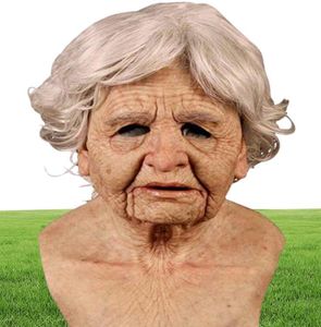 Realistyczna ludzka impreza Wrinkle Cosplay Scary Old Man Full Head Lateksowa maska ​​na Halloween Festival 2206102190872