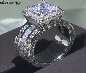 Choucong Vintage Court Ring 925 Sterling Silver Princess Cut 5A CZ Stone Engagement Wedding Band Rings for Women Jewelry Gift4792744