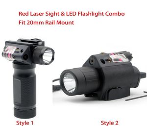 Tactical Red Laser Sight LED Flash Light Combo ficklampa Fit 20 mm Picatinny Rail Mount 4130263