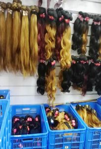 Hela ombre mänskliga hår weft naturlig jungfru peruansk remy 10st lot kroppsvåg eller rak5831243