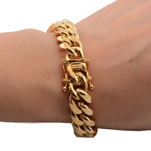 8Mm/10Mm/12Mm/14Mm/16Mm/18Mm Mens Gold Plated Stainless Steel Bracelets High Polished Miami Cuban Link Punk 91