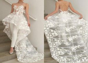 Chic Bohémien A Line Wedding Dresses Waddings Auce Lace Applique Applique Abito da sposa senza sposa senza pantaloni1526029