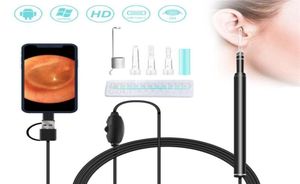 Cameras MiniSized IP67 Endoscopic Camera Digital Led Otoscope Ear Scope Kit Wax Cleaning Tool 3In1 Interface297e6404216