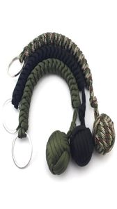 Utomhussäkerhetsskydd Black Monkey Fist Steel Ball Nyckelkedja för tjejcamping Självförsvar Lanyard Survival Broken Windows T3462041