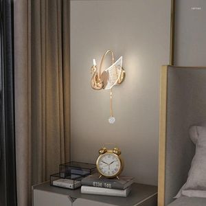 Vägglampa vintage långa sconces blå ljus modern finish sovrum ljus dekoration ledde för