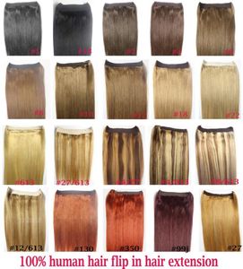 16 28 بوصة 80G200G 100 برازيلي REMY Flip Human Hair Extensions One Piece Line Fish Line No Clips Natural Straight4147106