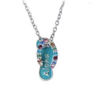 Pendant Necklaces Design Ocean Beach Style Jewelry Rhinestone Crystal Inlay Slipper Necklace Hawaii Aloha Label Charm Gift