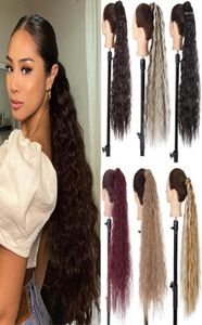 Синтетические парики 34 дюймы Waby Long Natural Hair Haintail Обертка вокруг зажима в кусочке хвост для женщины для женщины, фальшивый Kend225192549