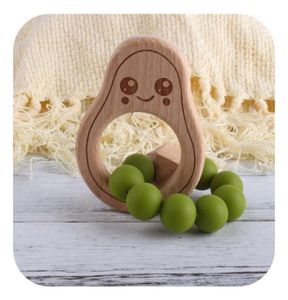 Baby Teether Diy Silicone Wood AVOCADO TENDERS Cartoon Wood Ting Ring Chewable Toys Soother Spädbarn Matning M34989347110