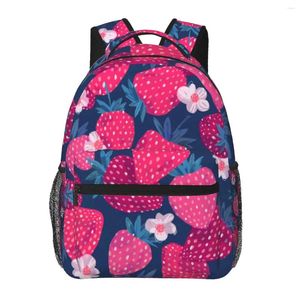 Рюкзак женщин розовая клубника и цветы модная сумка для мужчин школьная книжная сумка мочила