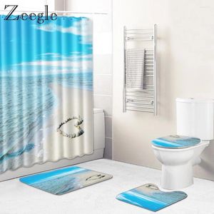 Bath Mats Scenic Mat And Showewr Curtain Set Bathroom Floor Rug Home Decor Absorbent Toilet Seat Cover Memory Foam Carpet
