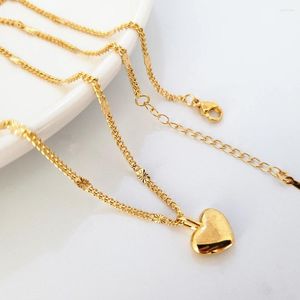 Collane a sospensione 24k Giallo Gold Plodato per le donne Collana Heart Chain Collier Femme Wedding Jewelry Party Gifts Bijoux