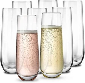 Wine Glasses Stemless Champagne Flute Elegant All-Purpose Drinking Glassware Beverage Cups For Water Juice Beer Liquor Whisk