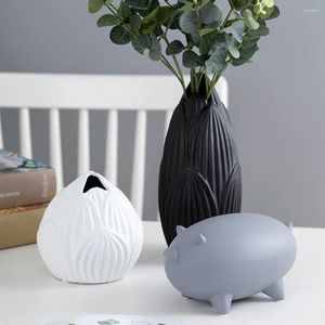 Vasos criativos modernos simples ornamentos de cerâmica abstrair artesanato fofo acessórios de sala de estar estética nórdica