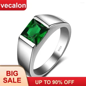 Anelli a grappolo vecalon fine verde di nascita verde uomo principessa taglio 3ct 5a zircone cz 925 anello della merda nuziale di fidanzamento in argento in argento