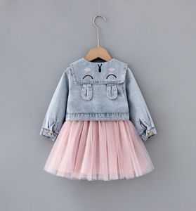 1 2 3 4T Nyfödda Baby Girl Clothes Outfits Uppsättningar Denim Jacket Tutu Dress Suit For Baby Girls Clothing Fashion Design Babies Set 22684533