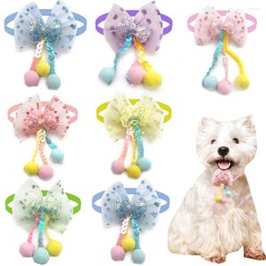 Hundkläder 50st Söt Tassel Sequin Style Puppy Cat Collar Pets Peters Accessories Small Bow Ties Slipsar Grooming Supplies