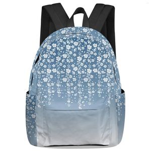 Backpack Blue Flower School Taschen Laptop Brauch für Männer Frauen Frauen Reisen Mochila