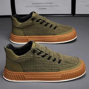 Casual Shoes Men Vulcanize Bute Chunky Elastic Band Solid Color Male Green Board Fashion Man's Sneakers