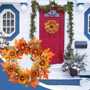 装飾的な置物感謝祭の装飾シミュレーションヒマワリのドアハングクリスマスリースライトアウトドアキッチンスモール