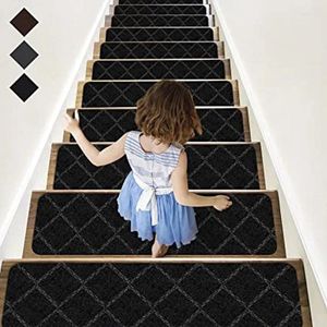 Carpets 5PC Stair Treads Carpet Non-Slip Indoor Wood Rugs Anti Moving Modern Runners Safety For Kids Dogs 8" X 30"