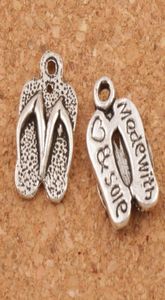 Flip Flops Made With Love Spacer Charm Beads 300pcslot Antique Silver Pendants Alloy Handmade Jewelry DIY 126x94mm L4015352396