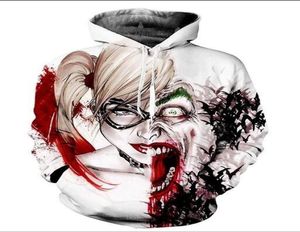 ユニセックス自殺分隊Quinn Joker 3Dプリントカジュアルクルネックフーディーメンメンズ衣類Harajuku Pullover Jackets Brand Quality Coat1057953