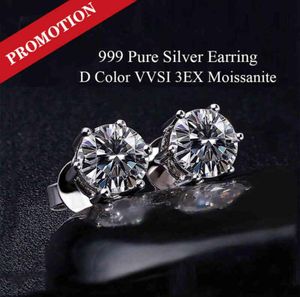 100% REAL 925 Sterling Silver Moissanite Earrings 0,5-1 Karatcolor Stud for Women Top Quality Sparkling Wedding Jewelry3087214