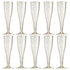 Disposable Cups Straws 10Pcs Useful Cocktails Cup Plastic Champagne Flute Food Grade Slender Loose Powder Cocktail Glass Drinking