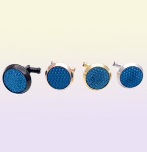 Pearl Luxury Cuff Links Circle Blue Crystal Fourcolor Rostfritt stål Men Business Suit Franska skjortor Manschettknappar Sleeve Style78155723