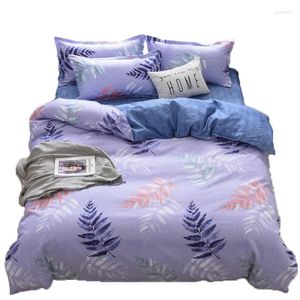 Sängkläder set blommig akvarell lämnar blommor konsttryck täcke täcke set 4 st egyptisk bomull med lakan kudde