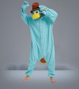 Blå fleece unisex perry platypus dräkt onesies cosplay pyjamas vuxna pyjamas djur sömnkläder jumpsuit8045812
