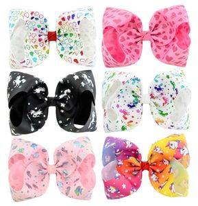 JOJO hair bows Rainbow Unicorn girl child hair bows barrettes 8 inch jojo siwa hair accessories Christmas Gift9436327