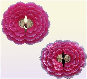 2PCSDANCING FAN PEONY Flower Dance Hand Square Performance Props Eventail En Main Abanico Para Boda de Mano 2205055609162