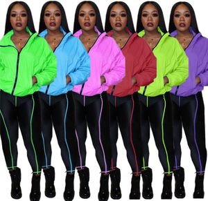 Mulheres Designer Rastrear Fall Fall Color Coat Pants 2 Duas peças De outono Roupfits de inverno Casual Suits Sweat Sleeve Jacketlegg4379985