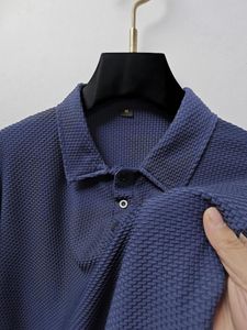 Herrpolos mode high-end casual hög elastisk nylon polo skjorta sommar kort ärm