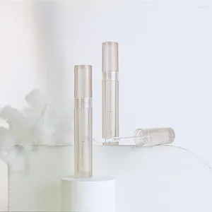 Storage Bottles Round Milk Tea Transparent Lip Glaze Tube 3.5ml Makeup Packaging Material Refillable Plastic Cosmetics Container