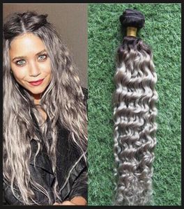 Grau gekinky weave haarbündel 100 menschliches haarbündel 1pc natürlicher nicht remy ombre graues haarweb12155525263741