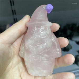 Dekorativa figurer 1st Natural Rose Quartz Crystal Carved Snowman Christmas Gift Figurine 2024 Säljer produkter