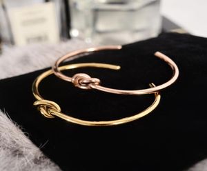 Yun Ruo 2020 New Fashion Luxury Knot Lovers Bangle Rose Gold Women Birthday Gift Party Titanium Steel Jewelry Never Fade8026302