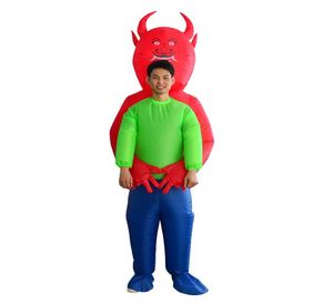 Vuxen Halloween Red Devil uppblåsbar kostym Blow Up Mascot Costume Fanny Party Dress Unisex Red7501639