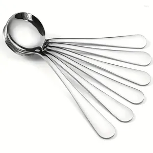 Spoons 6pcs Stainless Steel Soup Round Dinner Set For Home Kitchen Or Restaurant Mirror Polished Dishwasher Safe