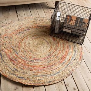 Carpets India Round Handmade Living Room Jute Woved Decor Bedroom Rug Ethinic Style Coffee Table Floor Mat Bedside Tie-dye