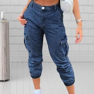 Women's Pants 2024 Jeans Woman Side Pockets Slouchy Breeches Harem Light Blue Navy Black Grey Denim Fashion Jogger 3XL