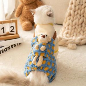 Vestido de vestuário de cachorro urso urso manta de macacões roupas de checkerboard design de moda macacão cães pequenos roupas gatos kawaii produtos de estimação quente