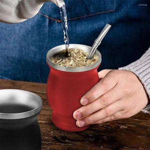 Water Bottles Mate Gourd Tea Set Double-wall Stainless Steel Yerba Cup With Bombilla For Antioxidant